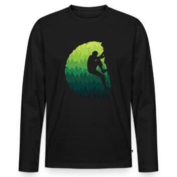 Climbing Climbers Kids Boys Mountains Bouldering - Men's Premium Organic Long Sleeve Shirt - black - Front - Nico (187cm)