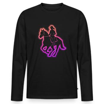 Pferd reiten Reiterin Frauen Kinder Mädchen Pferde - Männer Premium Bio Langarmshirt - Schwarz - Vorne - Nico (187cm)