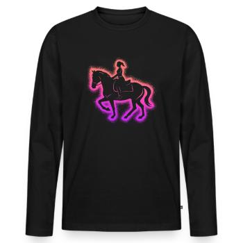 Pferd reiten Reiterin Reiter Frauen Mädchen Pferde - Männer Premium Bio Langarmshirt - Schwarz - Vorne - Nico (187cm)