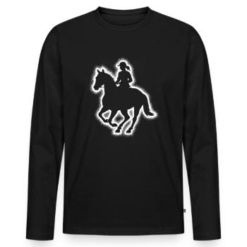 Pferd reiten Reiterin Kinder Mädchen Frauen Pferde - Männer Premium Bio Langarmshirt - Schwarz - Vorne - Nico (187cm)