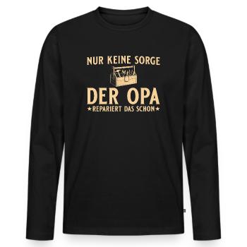Der Opa repariert das schon Handwerker - Männer Premium Bio Langarmshirt - Schwarz - Vorne - Nico (187cm)