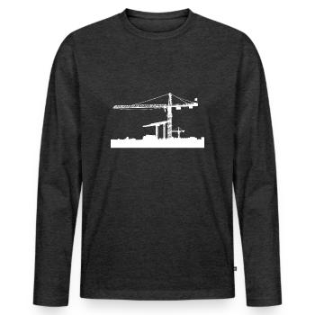 Building site - Men's Premium Organic Long Sleeve Shirt - heather anthracite - Front - Nico (187cm)