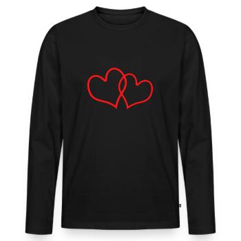 Rote Herzen - Männer Premium Bio Langarmshirt - Schwarz - Vorne - Nico (187cm)