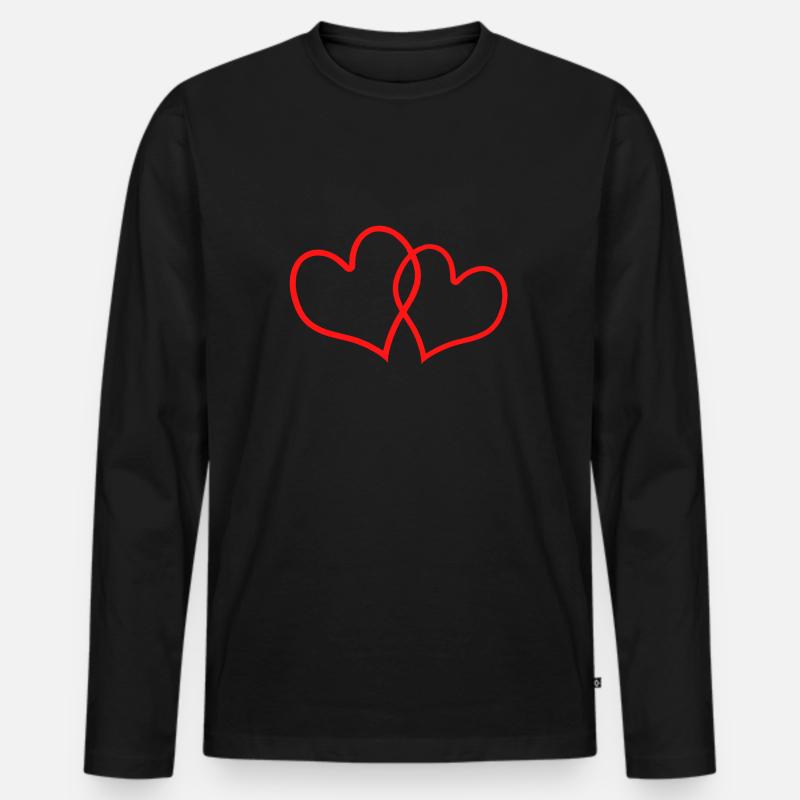Rote Herzen - Männer Premium Bio Langarmshirt - Schwarz
