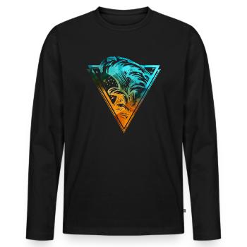 Vague de surf de couleur de rupture - T-shirt manches longues Premium bio Homme - noir - Devant - Nico (187cm)