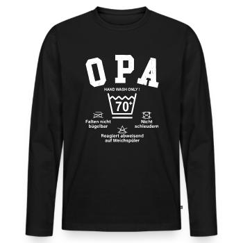 OPA - Plus de 70 instructions de lavage amusantes - T-shirt manches longues Premium bio Homme - noir - Devant - Nico (187cm)