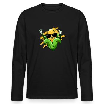 Drôle de maïs Design Maïs doux sur l’épi - Maïs - T-shirt manches longues Premium bio Homme - noir - Devant - Nico (187cm)