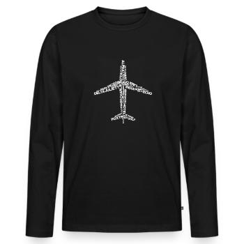 Full Phonetic Alphabet Plane Letters - Airline - Men's Premium Organic Long Sleeve Shirt - black - Front - Nico (187cm)
