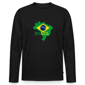 Brasil - Brazil America Brazilian Adventurer - Men's Premium Organic Long Sleeve Shirt - black - Front - Nico (187cm)