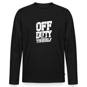 En dehors des heures de service, sauvez-vous - Secourisme paramédical - T-shirt manches longues Premium bio Homme - noir - Devant - Nico (187cm)