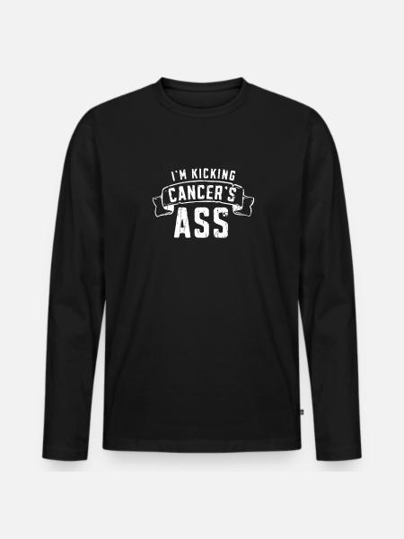 Rolig cancer Jag sparkar cancerns röv - cancer - Ekologisk långärmad premium-T-shirt herr - svart