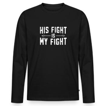Sein Kampf ist - Kampf gegen Krebs - Männer Premium Bio Langarmshirt - Schwarz - Vorne - Nico (187cm)