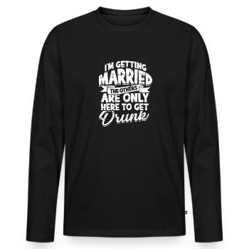 Ich heirate, die anderen sind nur hier - - Männer Premium Bio Langarmshirt - Schwarz - Vorne - Nico (187cm)