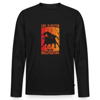 Life is better with bullfighting - Angry Bulls - Men's Premium Organic Long Sleeve Shirt - black - Front - Nico (187cm)