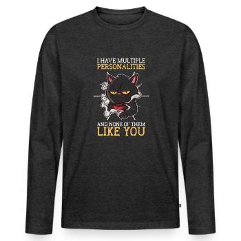 I have multiple personalities and none of them - - Men's Premium Organic Long Sleeve Shirt - heather anthracite - Front - Nico (187cm)