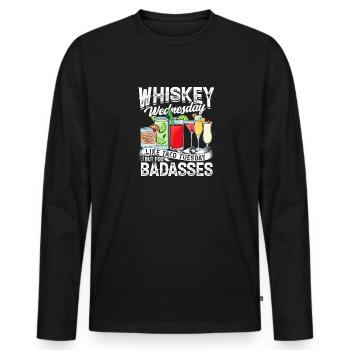 Whiskey Mittwoch wie Taco Dienstag aber für - Männer Premium Bio Langarmshirt - Schwarz - Vorne - Nico (187cm)