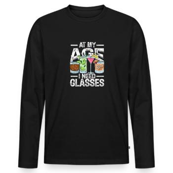In meinem Alter brauche ich eine Brille - Party Bar Craft - Männer Premium Bio Langarmshirt - Schwarz - Vorne - Nico (187cm)