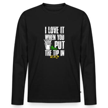 Ich liebe es, wenn Sie das Trinkgeld eingeben - Cocktail Bar - Männer Premium Bio Langarmshirt - Schwarz - Vorne - Nico (187cm)