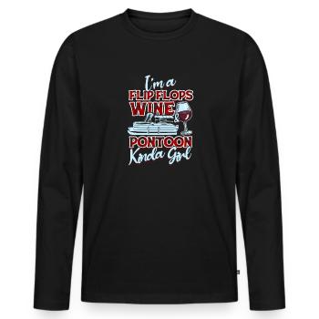Ich bin ein Flip-Flops-Wein- und Ponton-Mädchen - - Männer Premium Bio Langarmshirt - Schwarz - Vorne - Nico (187cm)