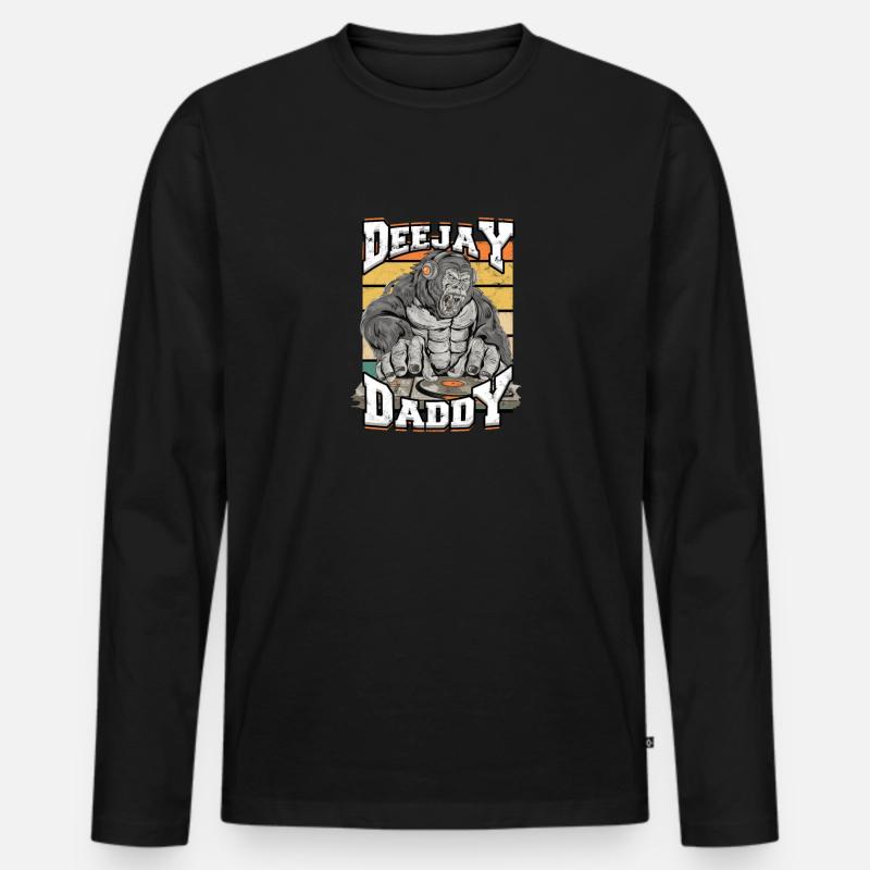 Deejay Daddy - Vinyl - Männer Premium Bio Langarmshirt - Schwarz