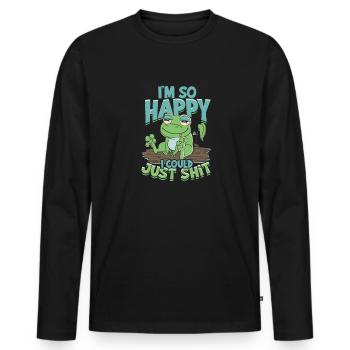 Je suis si heureux que je pourrais juste chier - charmant - T-shirt manches longues Premium bio Homme - noir - Devant - Nico (187cm)