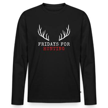 Fridays for Hunting - Männer Premium Bio Langarmshirt - Schwarz - Vorne - Nico (187cm)