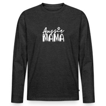 Aussie Mama - auggie - T-shirt manches longues Premium bio Homme - anthracite chiné - Devant - Nico (187cm)