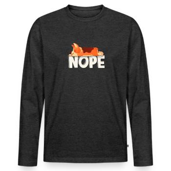 Nope - pet - Men's Premium Organic Long Sleeve Shirt - heather anthracite - Front - Nico (187cm)
