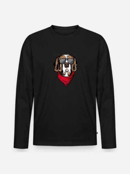 Bernhardinerhund mit amerikanischer Sonnenbrille und - Männer Premium Bio Langarmshirt - Schwarz