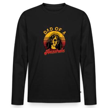 Papa d’un trou de basse - bébé chien - T-shirt manches longues Premium bio Homme - noir - Devant - Nico (187cm)