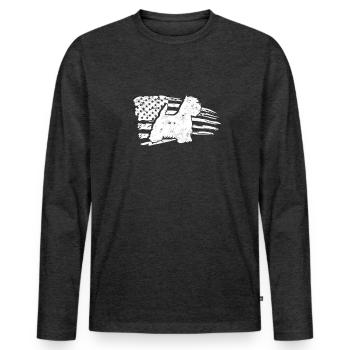 Silhoutte of west highland terrier with american - Men's Premium Organic Long Sleeve Shirt - heather anthracite - Front - Nico (187cm)