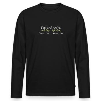 Je ne suis pas mignon je suis plus mignon que mignon - hilarant - T-shirt manches longues Premium bio Homme - noir - Devant - Nico (187cm)