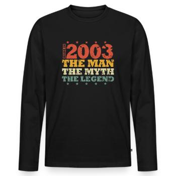 Born in 2003 Man Myth Legend - Men's Premium Organic Long Sleeve Shirt - black - Front - Nico (187cm)