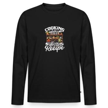 Cooking is an adventure that starts with a recipe - Men's Premium Organic Long Sleeve Shirt - black - Front - Nico (187cm)