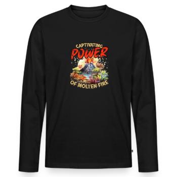 Captivating power of molten fire - Volcano - Men's Premium Organic Long Sleeve Shirt - black - Front - Nico (187cm)