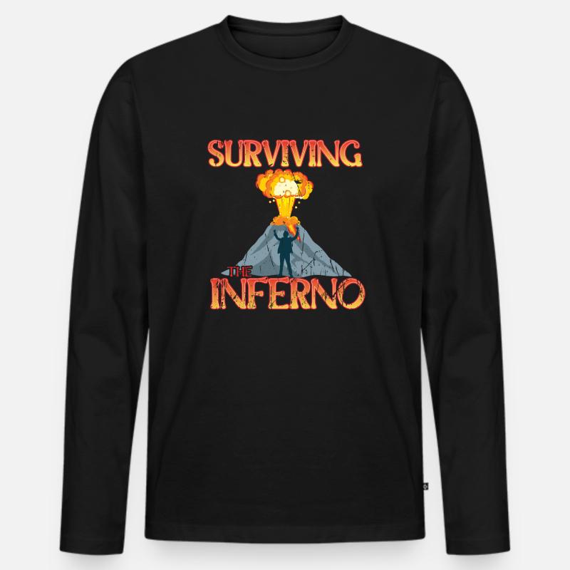 Das Inferno überleben - Vulkan - Männer Premium Bio Langarmshirt - Schwarz