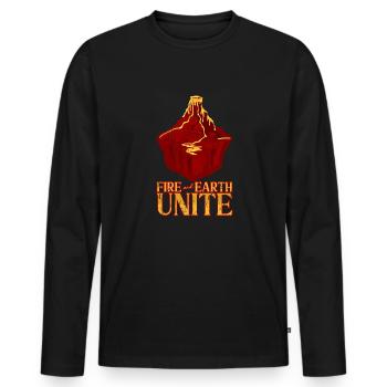 Le feu et la terre s’unissent - Volcan - T-shirt manches longues Premium bio Homme - noir - Devant - Nico (187cm)