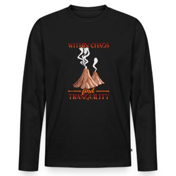 Dans le chaos, trouvez la tranquillité - Volcano - T-shirt manches longues Premium bio Homme - noir - Devant - Nico (187cm)