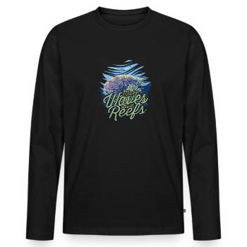 Make waves, save reefs - Reef - Men's Premium Organic Long Sleeve Shirt - black - Front - Nico (187cm)