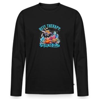 Reef therapy: Dive deep, find serenity - Reef - Men's Premium Organic Long Sleeve Shirt - black - Front - Nico (187cm)