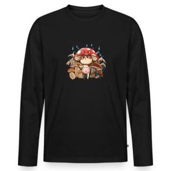 Cottagecore Kawaii - Rustic Aesthetics - Men's Premium Organic Long Sleeve Shirt - black - Front - Nico (187cm)