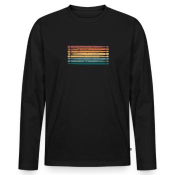Schlagzeuger Drummer Musik Retro Drumsticks - - T-shirt manches longues Premium bio Homme - noir - Devant - Nico (187cm)