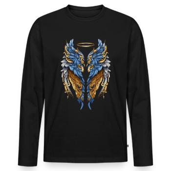 Ukraine Wings Angel Freedom - Men's Premium Organic Long Sleeve Shirt - black - Front - Nico (187cm)
