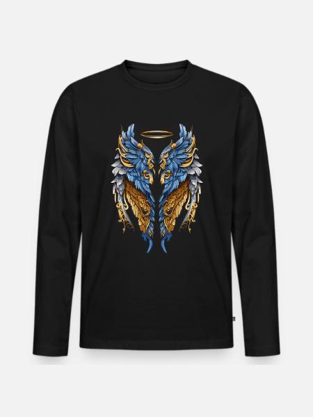 Ukraine Wings Angel Freedom - Men's Premium Organic Long Sleeve Shirt - black