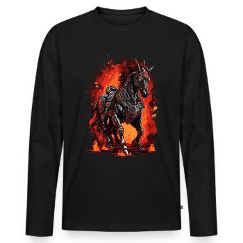 Horse Pony Hell Fire Flame - Men's Premium Organic Long Sleeve Shirt - black - Front - Nico (187cm)