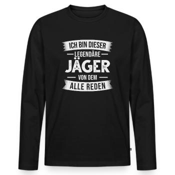 Jäger Jagd Jagen Hirsch Wild - Männer Premium Bio Langarmshirt - Schwarz - Vorne - Nico (187cm)