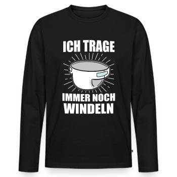 ABDL Windel Diaper Geschenk - Männer Premium Bio Langarmshirt - Schwarz - Vorne - Nico (187cm)