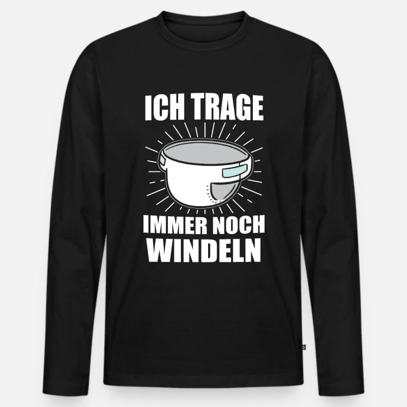 ABDL Windel Diaper Geschenk - Männer Premium Bio Langarmshirt - Schwarz