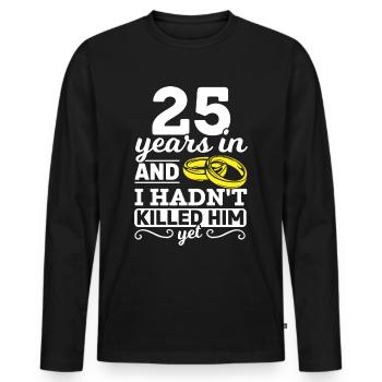 25 ans de mariage d’argent cadeau - T-shirt manches longues Premium bio Homme - noir - Devant - Nico (187cm)