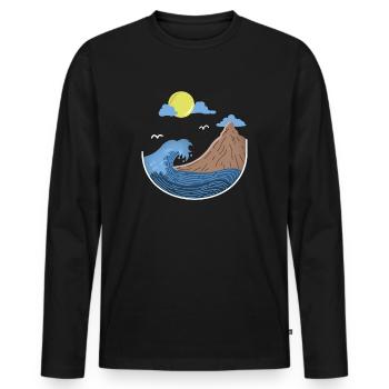 WAVE ADVENTURE HERO MOUNTAINEER HIKER GIFT - Men's Premium Organic Long Sleeve Shirt - black - Front - Nico (187cm)